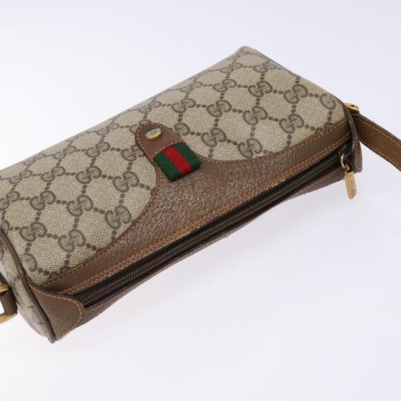 GUCCI GG Supreme Web Sherry Line Bag Pvc Beige Gold 89 02 018 - Picture 6 of 16